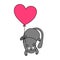 Valentine Heart shape balloon and cat - doodle