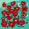 Valentine hearts cartoon illustration love group