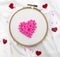 Valentine Hearts on embroidery hoop