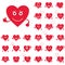 Valentine hearts, smileys, set