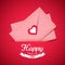 Valentine illustration, pink envelope with heart, greeting card