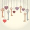 Valentine invitation card with keys and hearts