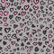 Valentine Leopard or jaguar seamless pattern. Trendy animal print. Spotted cheetah fur heart shaped. Vector background for fabric