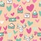 Valentine Love Heart Letter Envelope Wings Seamless Pattern