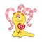 Valentine love monster cyclop girl with candy heart. Isolated cartoon illustration.