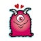 Valentine love monster pink with red hearts hairy cyclops