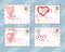 Valentine LOVE postcard card design Vector Template Cute set