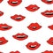 Valentine love red background with cartoon doodle lips