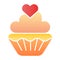 Valentine muffin flat icon. Sweet cupcake color icons in trendy flat style. Cake with heart gradient style design
