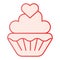 Valentine muffin flat icon. Sweet cupcake pink icons in trendy flat style. Cake with heart gradient style design