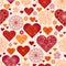 Valentine pattern with red and orange vintage hearts