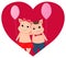 Valentine piglet cute cartoon on heart