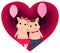 Valentine piglet cute cartoon on heart