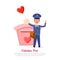 Valentine Post and Mailman with Heart Balloon