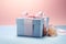 Valentine present box with shiny ribbon and flower, Valentines day and Mothers day promotion offer concept. generative ai