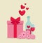 Valentine present gift and love potion with flowers