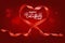 Valentine realistic heart from red silk ribbon with calligraphic text Happy Valentines Day vector