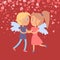 Valentine Red Card Dating Girl and Boy Vector