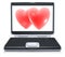 Valentine red heart on laptop screen