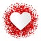 Valentine romantic background template, red hearts, vector illus