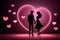 Valentine Romantic loving couple shadow illustration