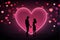 Valentine Romantic loving couple shadow illustration