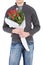 Valentine`s: Anonymous Man With Rose Bouquet