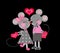 Valentine\'s Background - Two Gray Mice with Valentines