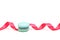 Valentine\'s blue macaron with pink ribbon