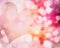 Valentine\'s blur pink hearts background.Abstract bokeh illustrat