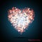 Valentine`s bokeh hearts. Many of transparent hearts in the shape of big heart illustration.