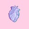 Valentine's card with a human heart drawn in Trendy style on pink background.