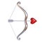 Valentine`s day 3d icon, cupid bow and arrow with the heart