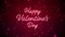 Valentine`s day abstract background, flying red hearts with lettering and particles valentines concept, Holiday background