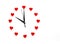 Valentine`s day abstract clock and the dial of hearts