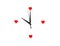 Valentine`s day abstract clock and hearts