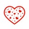 Valentine`s Day. Abstract heart of red beads. Design for romantic compositions cards.