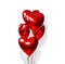 Valentine`s Day. Air balloons. Bunch of red heart shaped foil balloons isolated on white
