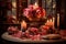 Valentine\\\'s Day Ambiance: Decorated Table with Glowing Candles and Romantic Touch