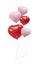 Valentine s day background with 3d red balloons in shape heart. Party compositions. Valentines day decoration