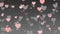 Valentine`s day background, colorful hearts fluttering on gray background