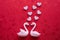 Valentine`s day background with couple flamingo bird on red background