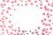 Valentine\\\'s Day background February 14th. Red hearts confetti on white background. Valentines day creative concept.