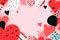 Valentine's Day background, in the form of graphic geometric bright elements, with copy space, in bright red color