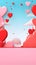 Valentine's Day background, in the form of graphic geometric bright elements, with copy space, in bright red color