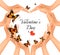 Valentine\'s day background. Hands in a shape of a heart