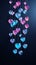 Valentine\\\'s day background with hanging crystal hearts.