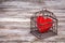 Valentine\'s day background with heart in cage