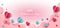 Valentine\\\'s day background. Hearts pink and blue papaer cut card on light pink background. Decor clouds space for text