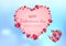 Valentine\\\'s day background. Hearts red papaer cut card on light blue background